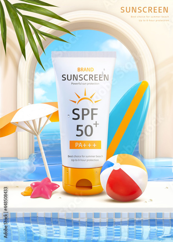 3d summer poolside sunscreen ad