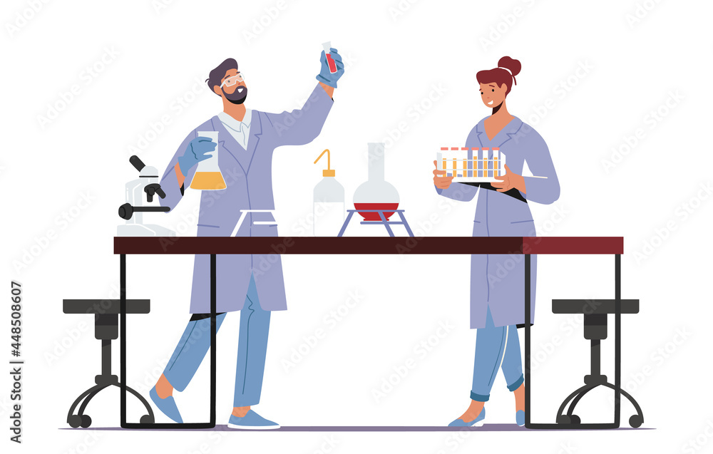 Chemists Invent Medicine or Vaccine. Scientists Conducting Research or Experiment in Laboratory. Chemistry Science
