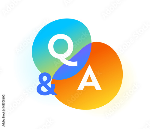 Q and A Gradient Bubbles, Question and Answer Web Icon. Uppercase Letters, Communication, Chat Symbols for Infographic