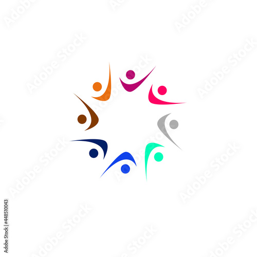 Colorful People Together  Coworking People  People Union  Multicultural People Team  Teamwork  Business People Sign  Symbol  Logo isolated on White