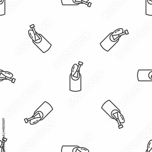 Grey line Nail manicure icon isolated seamless pattern on white background. Vector