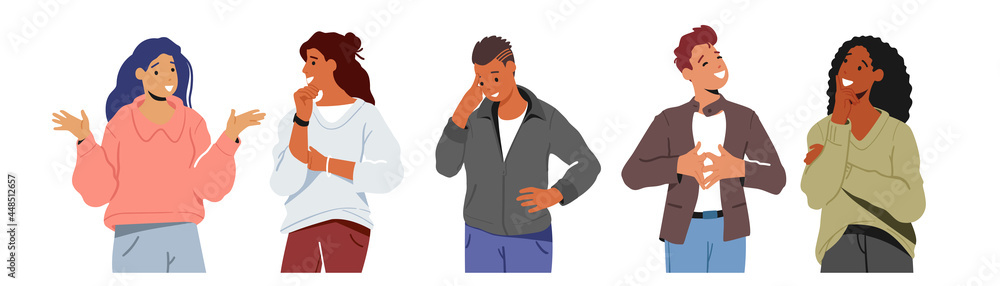 Communication Concept. People Communicating Isolated on White Background. Young Men and Women Speaking, Chatting Communication Concept. People Communicating Isolated on White Background. Young Men and Women Speaking, Chatting