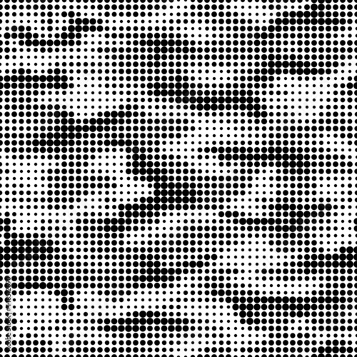 Black and white dots camouflage seamless pattern. Vector