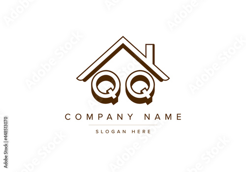 Alphabet letters QQ home or house logo for real estate