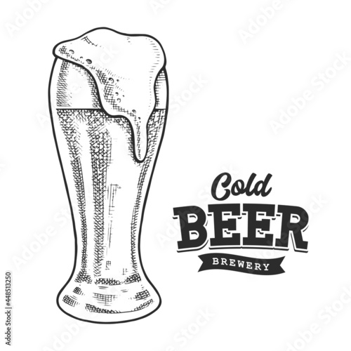 Beer Retro Emblem Black and White