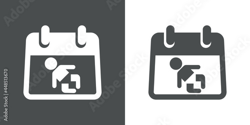Icono calendario con bebé en fondo gris y fondo blanco