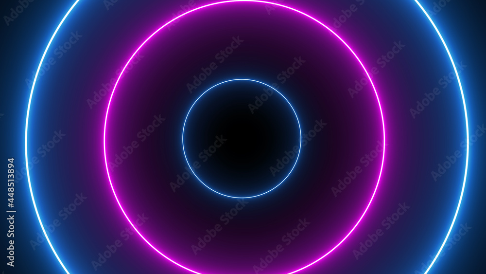 Blue and purple neon circles abstract futuristic hi-tech motion ...