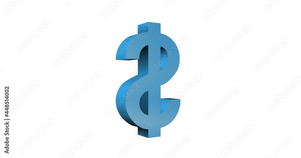 4k animation. Currency dollar symbol in blue rotates on a transparent background. 4k animation. Currency dollar symbol in blue rotates on a transparent background.