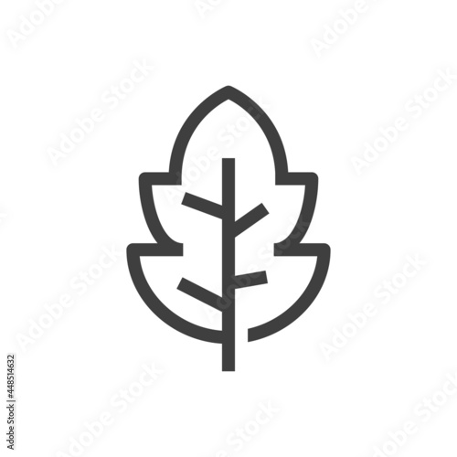 Icono plano hoja de árbol con lineas en color gris