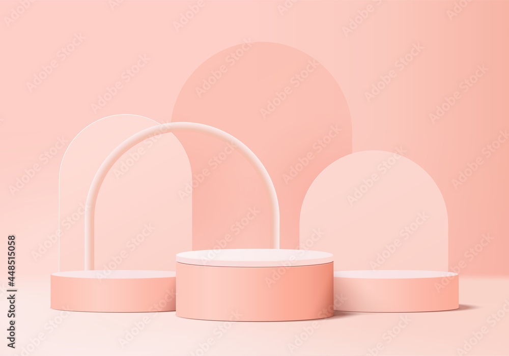 Minimal pink podium and scene with 3d render vector in abstract abackground composition, 3d illustration mock up scene geometry shape platform forms for product display. stage for product in modern. Minimal pink podium and scene with 3d render vector in abstract abackground composition, 3d illustration mock up scene geometry shape platform forms for product display. stage for product in modern.