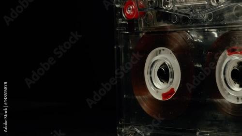 Vintage audio cassette on black background