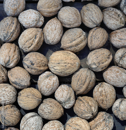 top view on some walnuts background