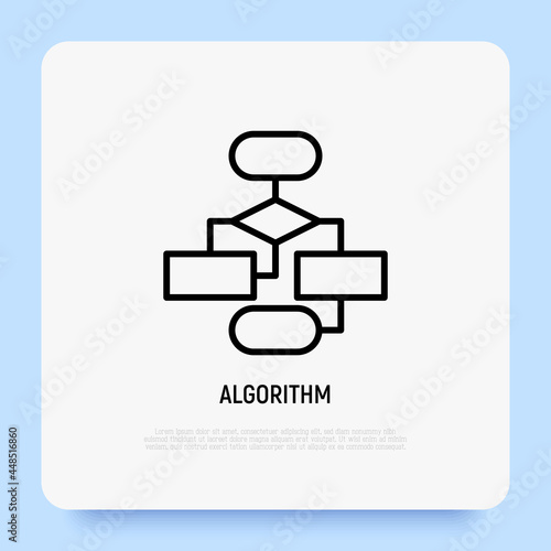 Algorithm, flowchart, strategy thin line icon. Modern vector illustration.
