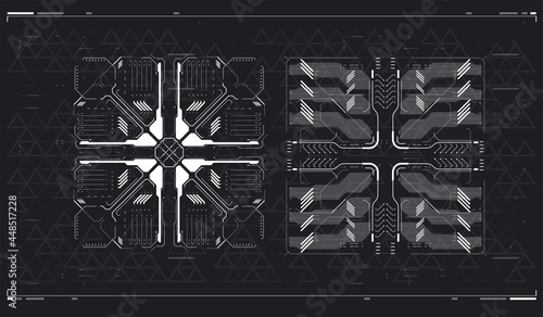 Futuristic HUD frames. sci fi technology template design. User Interface Square Frames Blocks Set. HUD concept. vector illustration.