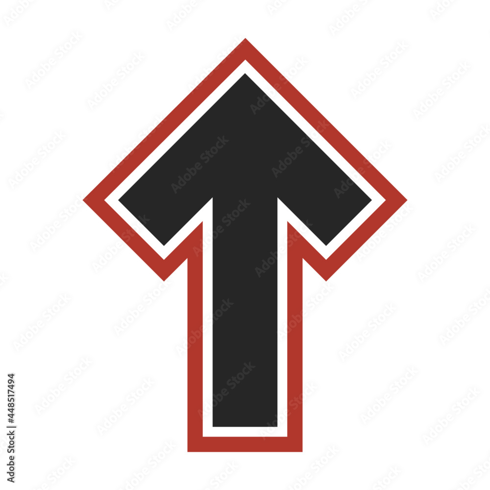 Upward black arrow icon outlined in white and red editable and scalable vector illustration isolated on white background Upward black arrow icon outlined in white and red editable and scalable vector illustration isolated on white background