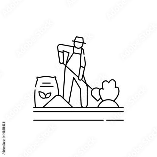 Fertilizing olor line icon. Garden service.