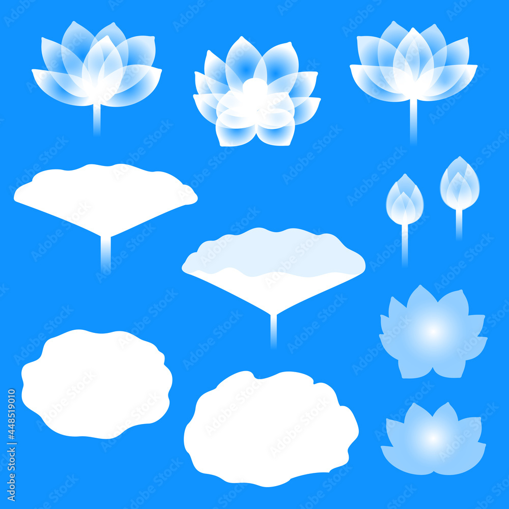 蓮の花と葉のデコレーションイラスト Stock Vector Adobe Stock