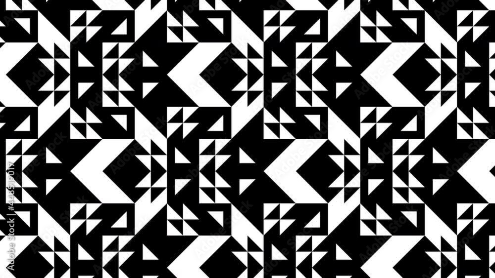 Black and white triangles in minimal dynamic pattern. Motion graphic background in a flat design. Monochrome square tile mosaic Black and white triangles in minimal dynamic pattern. Motion graphic background in a flat design. Monochrome square tile mosaic