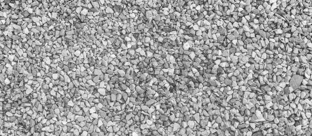 Panorama of White pebble stone floor texture and background seamless