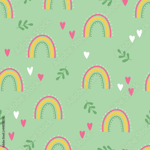 Seamless background with rainbows