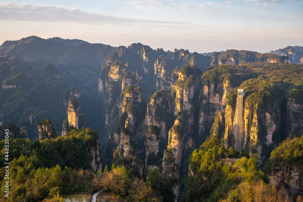Zhangjiajie National Forest Park, Hunan Province, China, where the movie Avatar was filmed. Picture of beautiful green nature background.