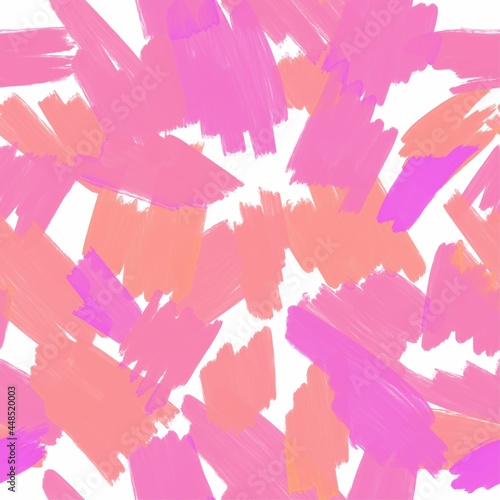 Seamless pattern. Pink  lilac  purple strokes of paint  brush strokes on a white background.