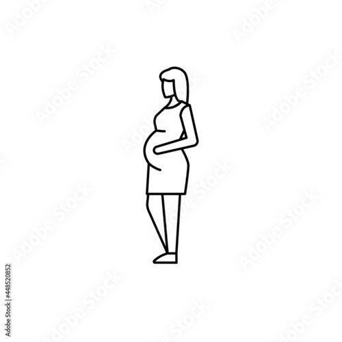 Pregnant woman olor line icon. Different stages person's life.