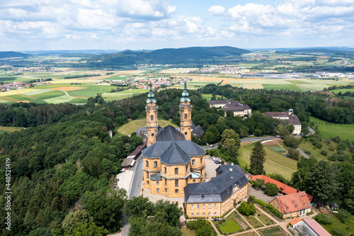 Aerial view, Basilica Vierzehnheiligen, Upper Main Valley, Franconia, Bavaria, Germany, © David Brown