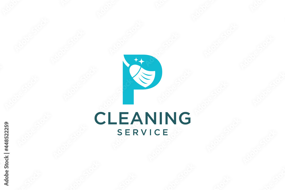 Fototapeta premium Letter P for cleaning clean service Maintenance for car detailing, homes logo icon vector template.