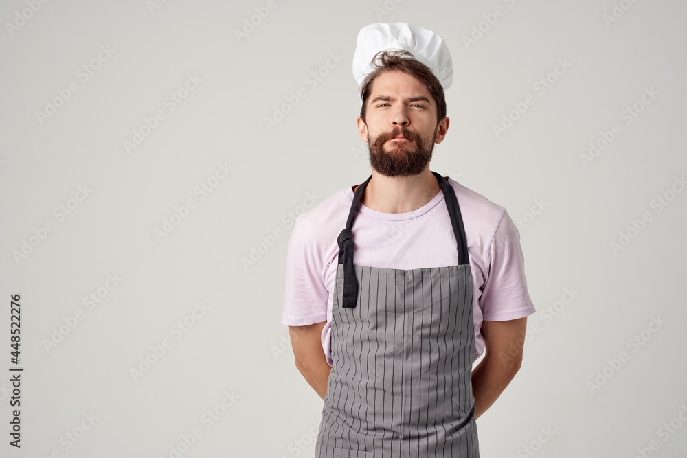 bearded man in chef's uniform professional food industry bearded man in chef's uniform professional food industry
