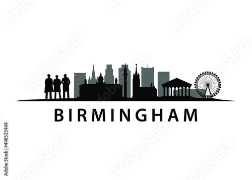 Billede på lærred Birmingham Cityscape Skyline Town Landscape, Monuments, Buildings in United King
