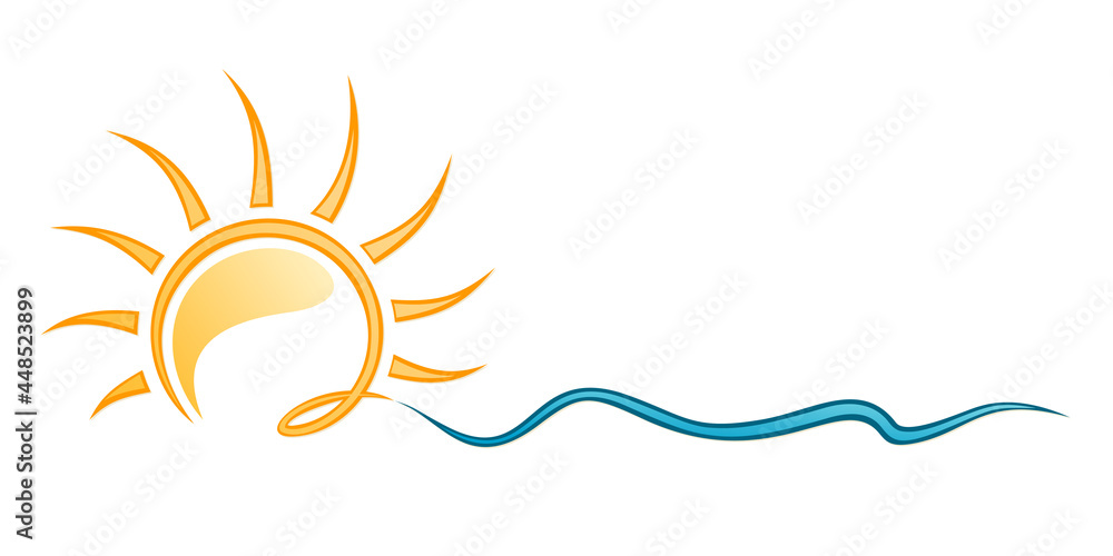 Sun and Blue Wave Symbol. 