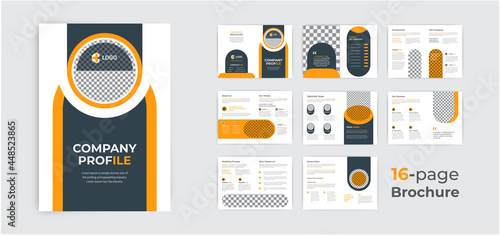 brochure template layout design, 16 page corporate brochure editable template layout, with simple style and modern layout brochure template design.
