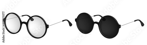 Vector simple round glasses, spectacles for sun and read