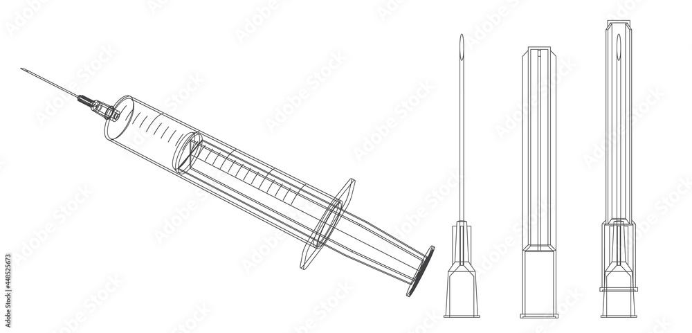 Vector illustration of medical syringe with needle Vector illustration of medical syringe with needle