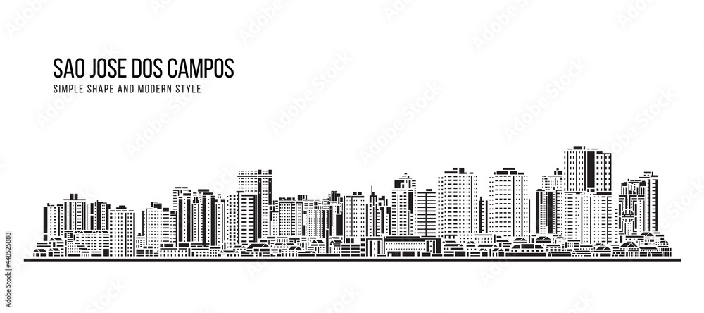 Naklejka premium Cityscape Building Abstract Simple shape and modern style art Vector design - Sao Jose dos Campos