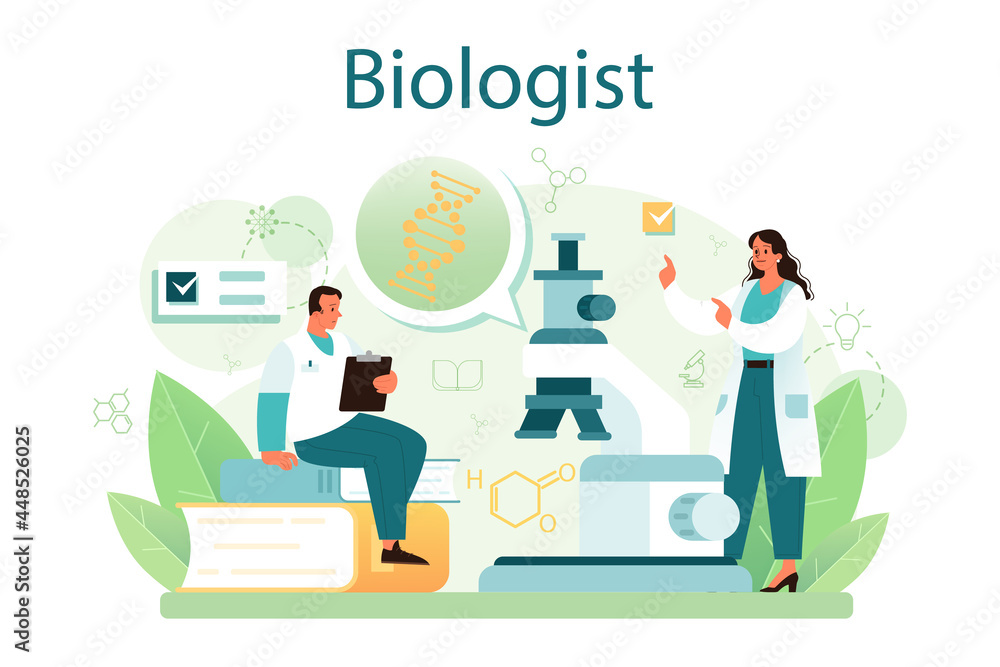 Biologist concept. Scientist make laboratory analysis of life system