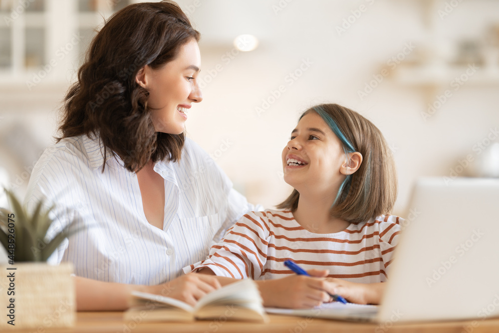 Girl doing homework or online education. Girl doing homework or online education.