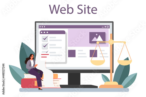 Lawyer online service or platform. Law advisor, advocate defending