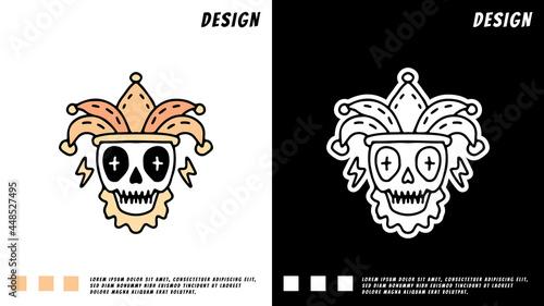skull head wear clown hat, illustration for t-shirt, poster, sticker, or apparel merchandise.