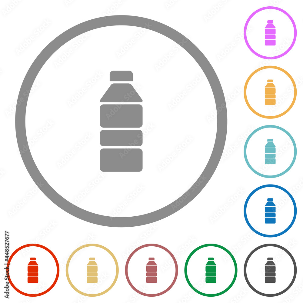 Water bottle solid flat icons with outlines Water bottle solid flat icons with outlines