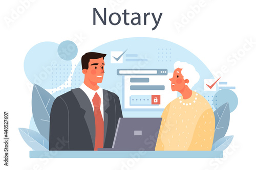Notary service concept. Professional lawyer signing and legalizing