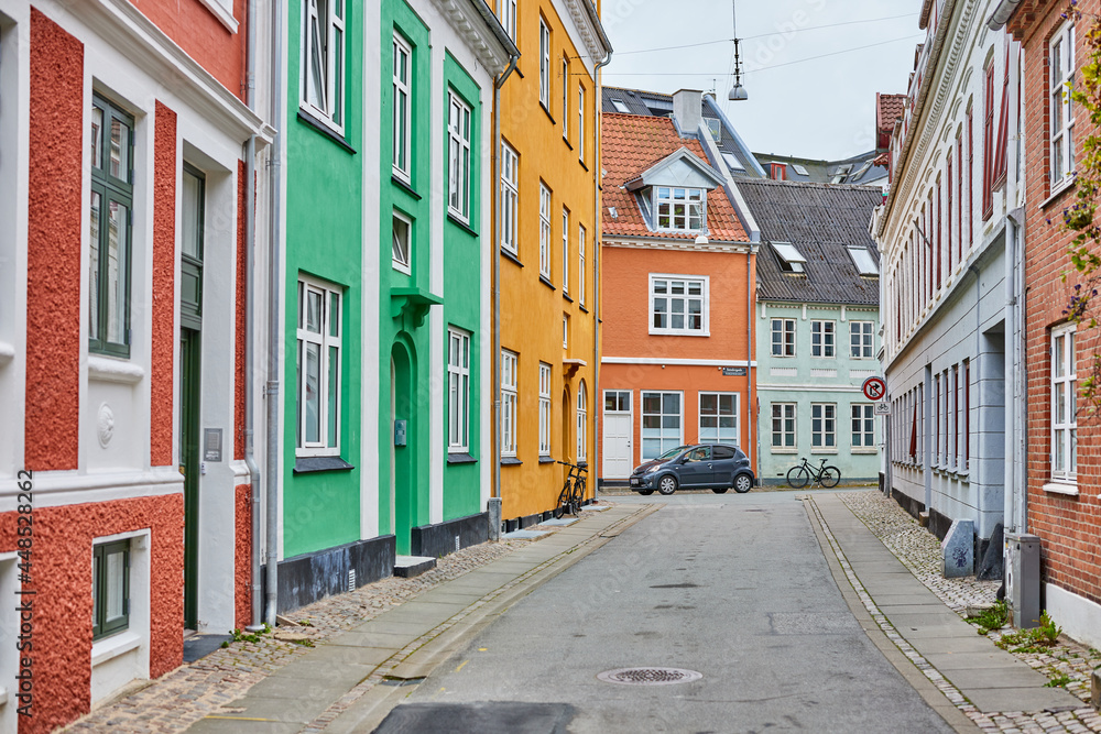 old danish houses in a narrow street