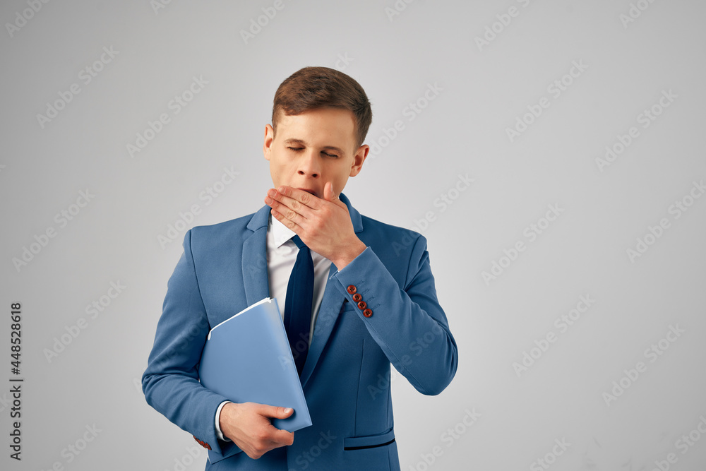 business man in suit blue folder successful manager work office business man in suit blue folder successful manager work office
