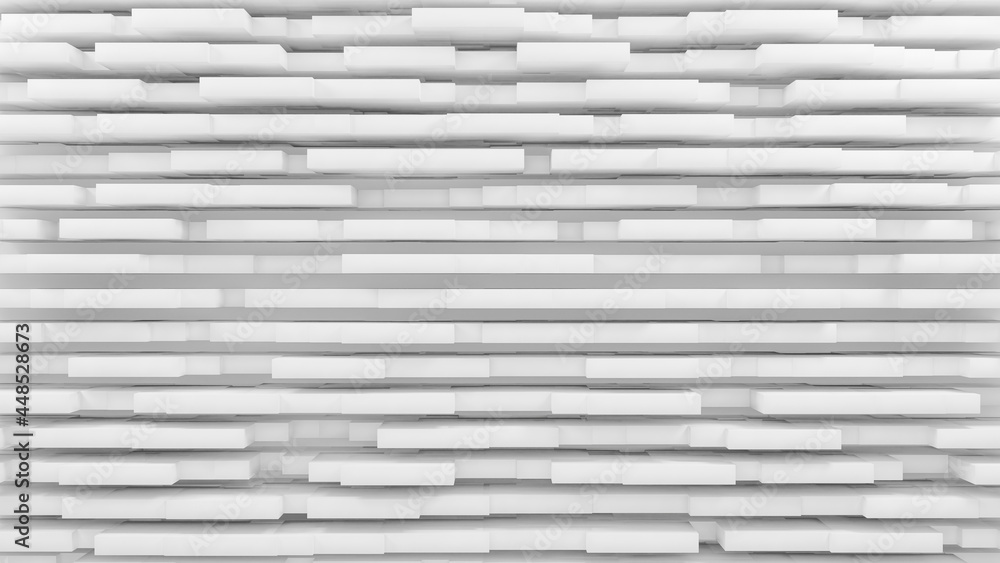 Abstract white rectangle tile background, creative geometry block pattern for business presentation wallpaper, minimal interior geometric wall 3D illustration Abstract white rectangle tile background, creative geometry block pattern for business presentation wallpaper, minimal interior geometric wall 3D illustration