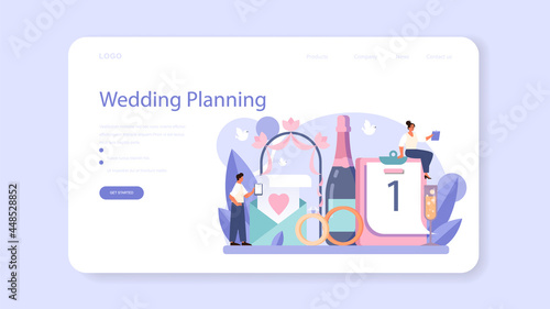 Wedding planner web banner or landing page. Professional organizer