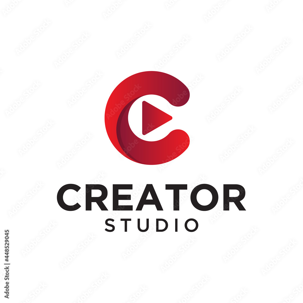 Letter Initial C with Play Button for Creator Logo Design Template. Suitable for Video Film Movie Motion Cinema Studio Production Creator Company Business Industry Simple Modern Hipster Logo Design Letter Initial C with Play Button for Creator Logo Design Template. Suitable for Video Film Movie Motion Cinema Studio Production Creator Company Business Industry Simple Modern Hipster Logo Design