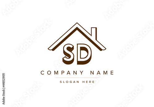 Alphabet letters SD home or house logo for real estate