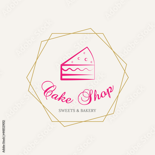 Beauty Cake Shop Badge Stamp Logo Design Template. Suitable for Cake Bake Shop Bakery Restaurant Cafe Business Brand Company Logo Design.