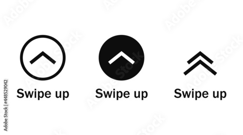 Swipe up, arrow symbol, button. Swipe up insta story icon. Text swipe up. Arrow up for social media stories, design blogger, scroll pictogram. Vector illustration. EPS 10